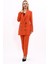 Erkek Yaka Kuruvaze Uzun Ceket & Dar Paça Pantolon-Turuncu 1