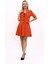 Erkek Yaka Kısa Ceket & Kısa Kloş Etek-Turuncu 1