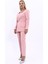 Kare Yaka Ceket & Dar Paça Pantolon-Pudra 2