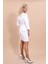 V Yaka Boydan Kuplu Kısa Ceket & Yırtmaçlı Düz Dar Etek-Beyaz 4