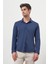 Erkek Lacivert Trend Slim Fit Italyan Yaka Gömlek 2