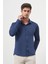 Erkek Lacivert Trend Slim Fit Italyan Yaka Gömlek 4