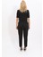 Kısa Kollu Yakasız Mini Ceket & Pileli Boru Paça Pantolon Takım-Siyah 4