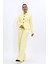 Gömlek Yaka Klasik Ceket & Korsaj Kemer Palazzo Pantolon-Sarı 1