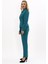 Peplum Ceket & Boru Paça Pantolon Takım-Petrol 2