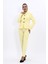 Peplum Ceket & Boru Paça Pantolon Takım-Sarı 1
