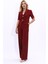 Kısa Kollu Yakalı Mini Ceket & Yüksek Bel Bol Paça Pantolon Takım-Bordo 1