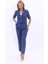 Kısa Kollu Yakalı Mini Ceket & Pileli Boru Paça Pantolon Takım-Indigo 1