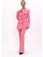 Erkek Yaka Kuruvaze Blazer Ceket & İspanyol Paça Pantolon-Pembe 1