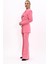 Erkek Yaka Kuruvaze Blazer Ceket & İspanyol Paça Pantolon-Pembe 2