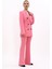 Erkek Yaka Kuruvaze Blazer Ceket & İspanyol Paça Pantolon-Pembe 3