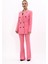 Erkek Yaka Kuruvaze Blazer Ceket & İspanyol Paça Pantolon-Pembe 5