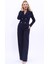 Gömlek Yaka Kuruvaze Kısa Ceket & Korsaj Kemer Palazzo Pantolon-Lacivert 1