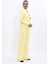Oval Dik Yaka Kısa Ceket & Korsaj Kemer Palazzo Pantolon-Sarı 3