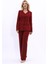 Erkek Yaka Yelek Ceket & Bol Paça Pantolon-Bordo 1