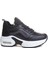 121-24 Deri Fashion Anatomik Kadın Sneaker Siyah Beyaz 2