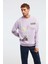 Mıdtown Erkek Çok Pozisyonlu Baskılı Büyük Süs Etiketli Içi Polarlı Lila Sweatshirt 2