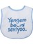 Erkek Bebek Yengem Beni Çok Seviyooo Nakışlı Mavi Su Geçirmez Önlük 1
