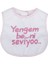 Kız Bebek Yengem Beni Çok Seviyooo Nakışlı Pembe Su Geçirmez Önlük 1