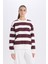Relax Fit Bisiklet Yaka Çizgili Kalın Sweatshirt A1883AX24AU 1