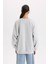 Oversize Geniş Kalıp Bisiklet Yaka Baskılı Kalın Sweatshirt D9803AX24WN 6