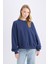 Coool Oversize Geniş Kalıp Bisiklet Yaka Kalın Basic Düz Sweatshirt A4177AX24WN 1