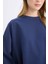 Coool Oversize Geniş Kalıp Bisiklet Yaka Kalın Basic Düz Sweatshirt A4177AX24WN 4