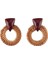 Rattan Ahşap Vintage Yapımı Dangle Küpe (Wine Red) (Yurt Dışından) 2