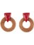 Rattan Ahşap Vintage Yapımı Dangle Küpe (Red) (Yurt Dışından) 3