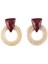 Rattan Ahşap Vintage Yapımı Dangle Küpe (Wine Red 2) (Yurt Dışından) 3