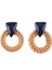 Rattan Ahşap Vintage Yapımı Dangle Küpe (Blue) (Yurt Dışından) 3