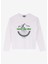 Beyaz Erkek Bisiklet Yaka Relaxed Fit Baskılı Uzun Kollu T-Shirt D4WB-TST3057 1