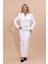 Gömlek Yaka Kısa Ceket & Uzun Düz Dar Etek-Beyaz 5