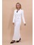 Erkek Yaka Kuruvaze Kısa Ceket & Uzun Düz Dar Etek-Beyaz 1