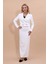 Erkek Yaka Kuruvaze Kısa Ceket & Uzun Düz Dar Etek-Beyaz 5