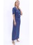 V Yaka Kısa Ceket & Uzun Düz Dar Etek-İndigo 3