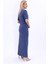 V Yaka Kısa Ceket & Uzun Düz Dar Etek-İndigo 4