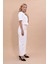 V Yaka Kısa Ceket & Uzun Düz Dar Etek-Beyaz 3