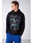 Warrıor Erkek Içi Polarlı Metaverse Baskılı Kapüşonlu Kordonlu Siyah Sweatshirt 3