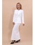 Sıfır Yaka Boydan Düğmeli Ceket & Uzun Düz Dar Etek-Beyaz 1