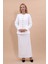 Sıfır Yaka Boydan Düğmeli Ceket & Uzun Düz Dar Etek-Beyaz 2