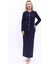 Sıfır Yaka Boydan Düğmeli Ceket & Uzun Düz Dar Etek-Lacivert 1