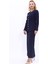 Sıfır Yaka Boydan Düğmeli Ceket & Uzun Düz Dar Etek-Lacivert 2