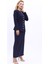 Sıfır Yaka Boydan Düğmeli Ceket & Uzun Düz Dar Etek-Lacivert 3