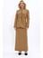 Kendinden Dik Yakalı Ceket & Uzun Düz Dar Etek-Camel 5