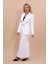 Erkek Yaka Çapraz Ceket & Uzun Düz Dar Etek-Beyaz 1