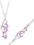 925 Ayar Gümüş Pembe Üç Kalpli Set 1