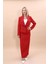 Midi Ceket & Uzun Kalem Etek Takım-Kırmızı 5