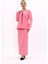 Oval Yaka Yandan Kuplu Klasik Ceket & Uzun Düz Dar Etek-Pembe 1