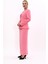 Oval Yaka Yandan Kuplu Klasik Ceket & Uzun Düz Dar Etek-Pembe 2